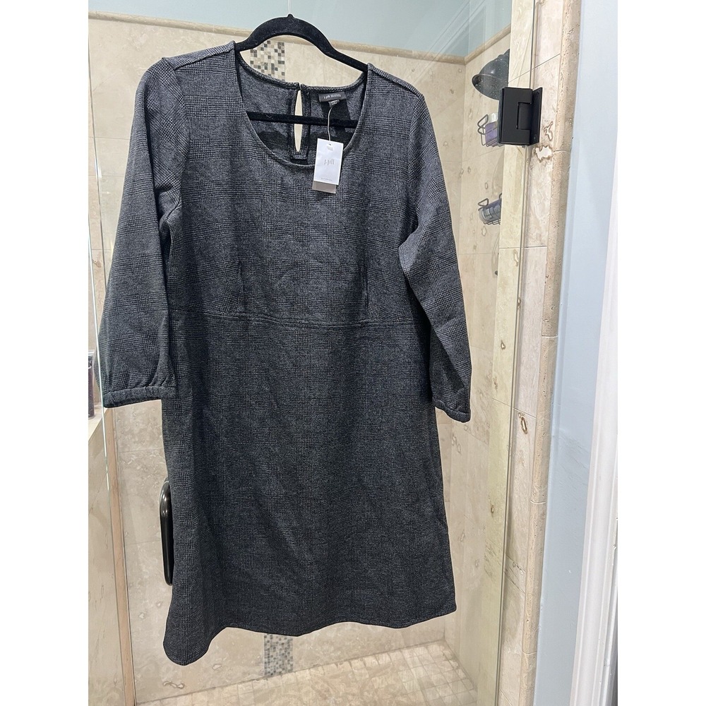 NWT J. Jill Wearever Gray Herringbone Ponte Knit Dress Petite Large PL